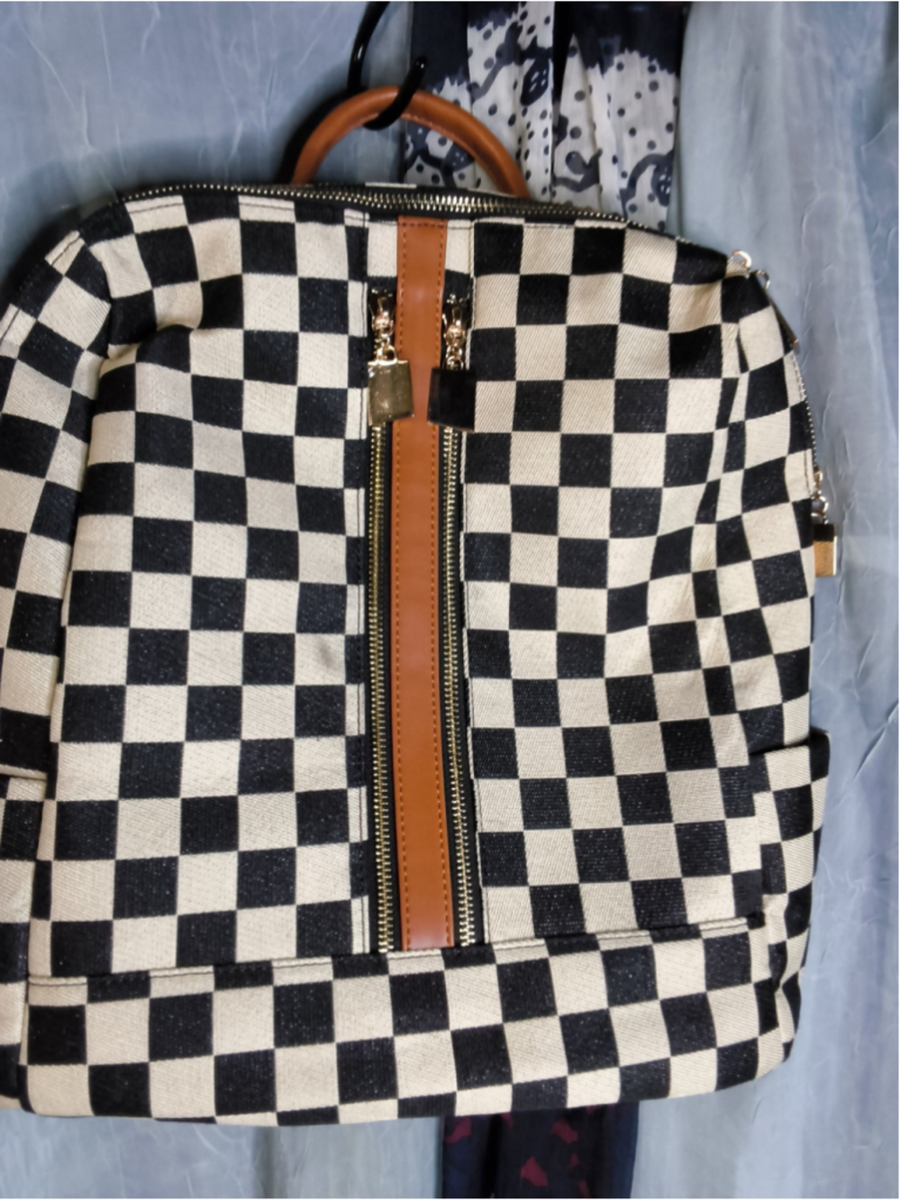 checkered convertible backpack purse with wristlet